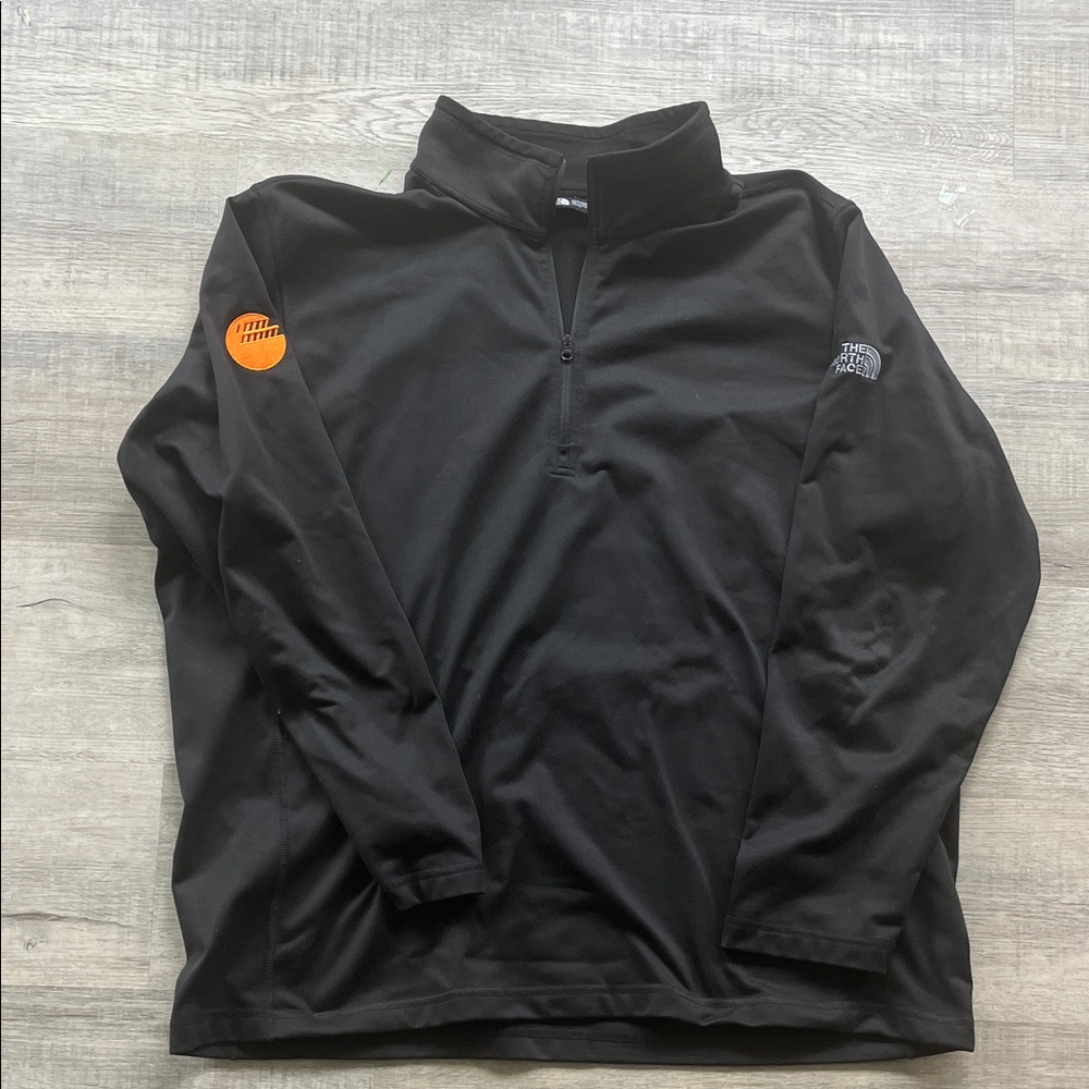 The North Face Black Quarter-Zip Lightweight Pullover with Orange Sleeve Patch